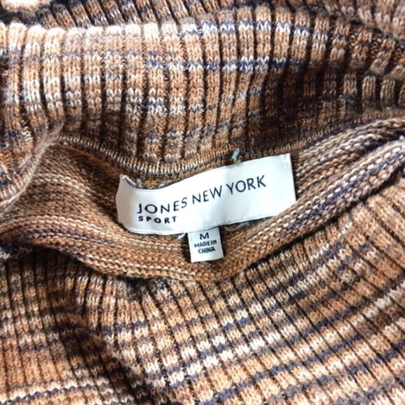 Jones New York Sport Striped Earth Toned Turtleneck with Tassel Hemline Medium. - Picture 4 of 11